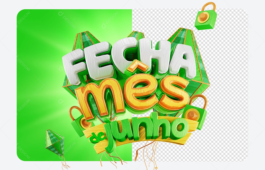 Selo 3D Fecha Mês de Junho Social Media PSD Editável