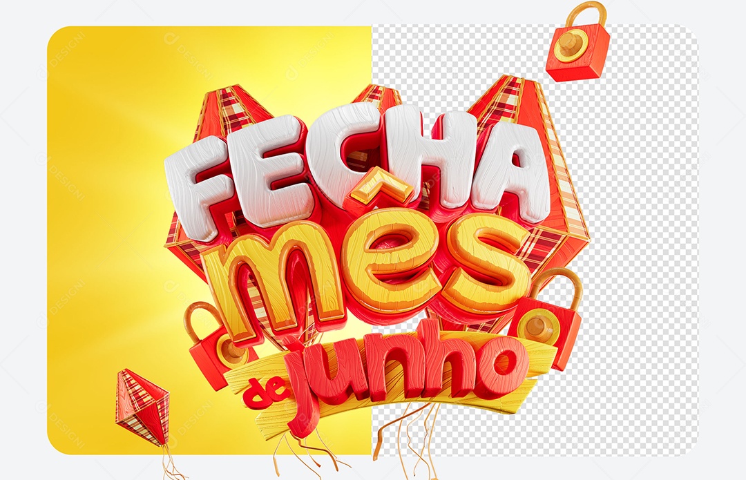 Selo 3D Fecha Mês de Junho Social Media PSD Editável