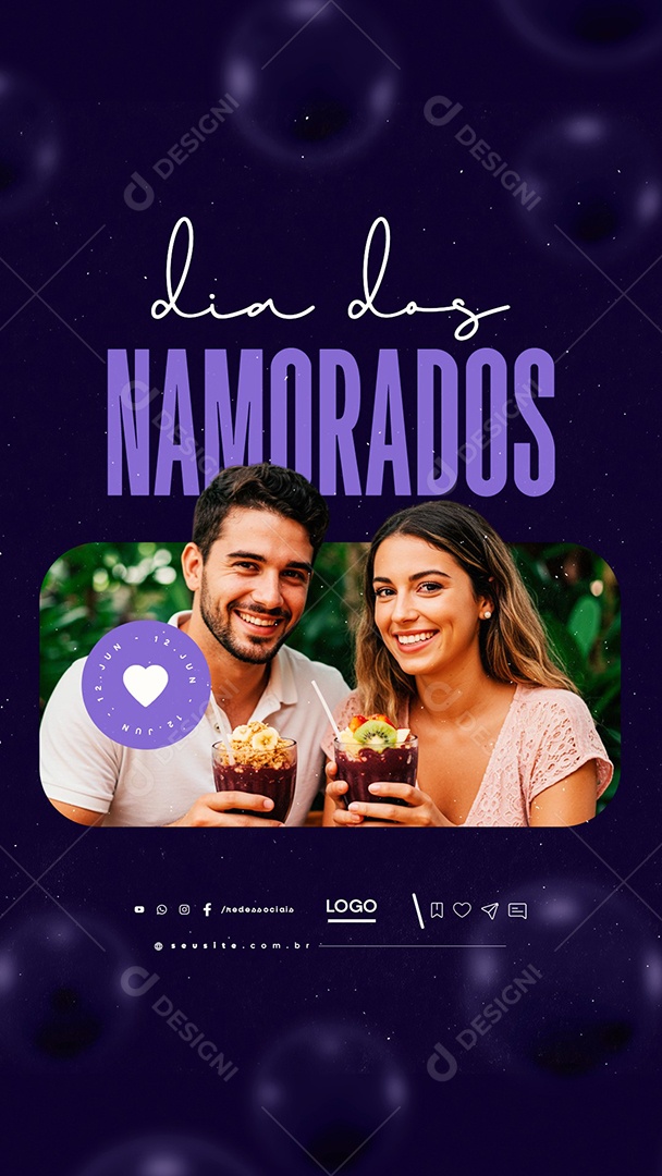 Story Dia Dos Namorados 12 de Junho Açaiteria Social Media PSD Editável