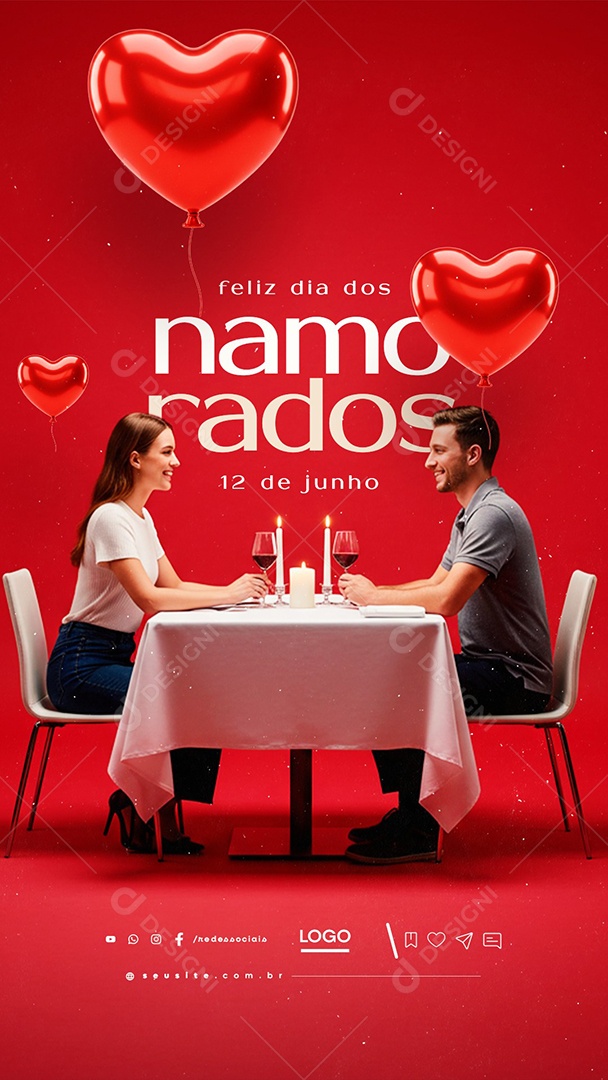 Story Feliz Dia Dos Namorados 12 de Junho Social Media PSD Editável