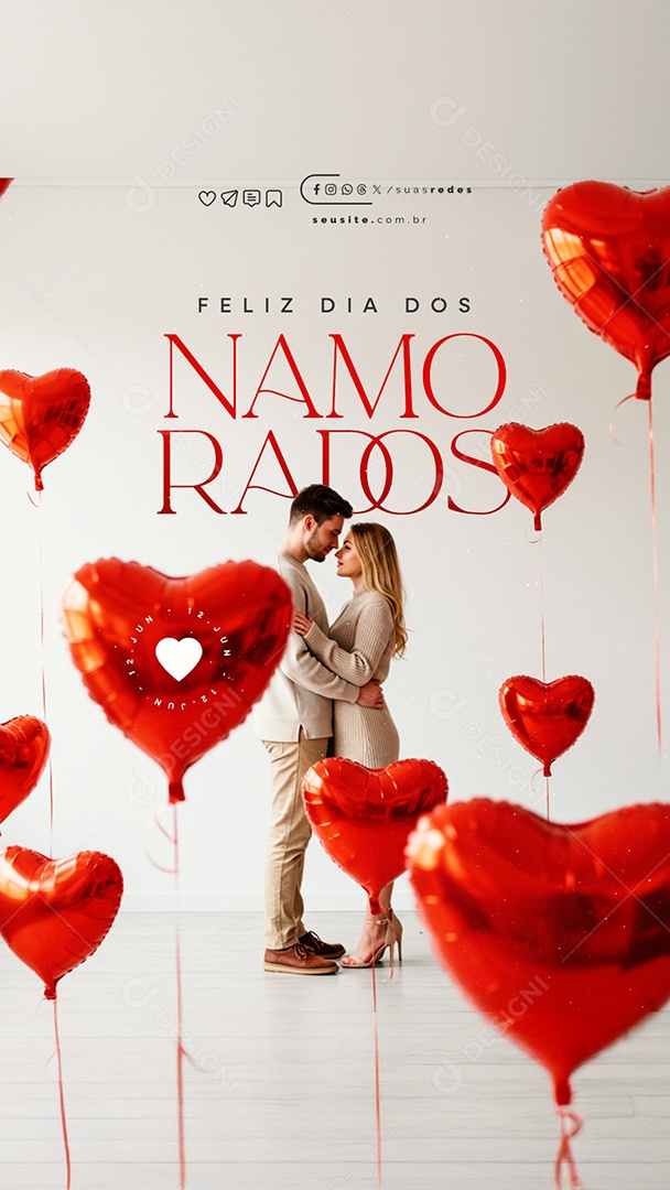 Story Feliz Dia Dos Namorados 12 de Junho Social Media PSD Editável