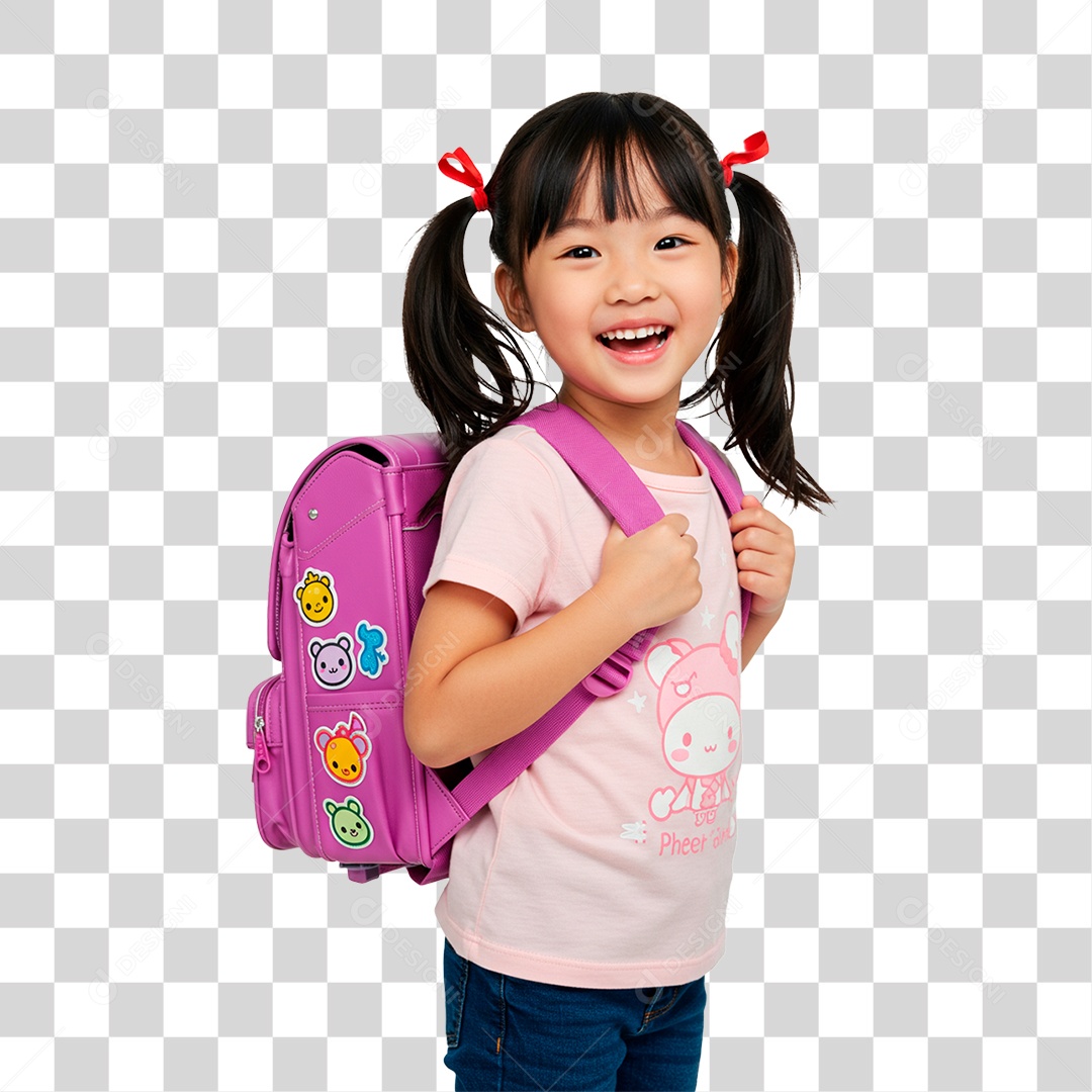 Menina com Mochila PNG Transparente