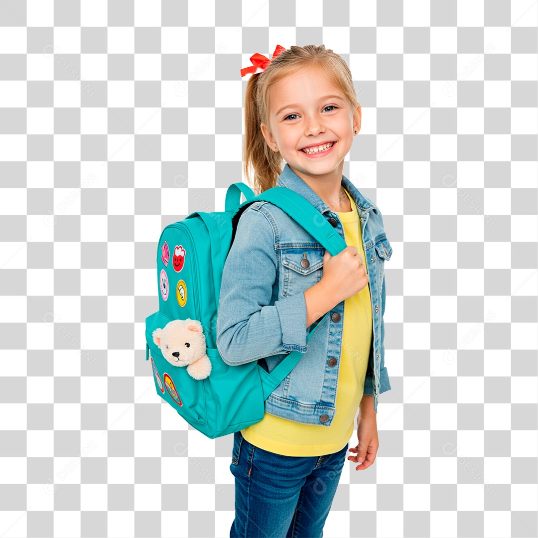 Menina com Mochila PNG Transparente