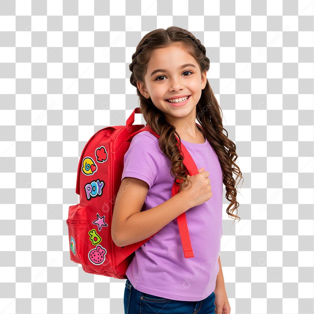 Menina com Mochila PNG Transparente
