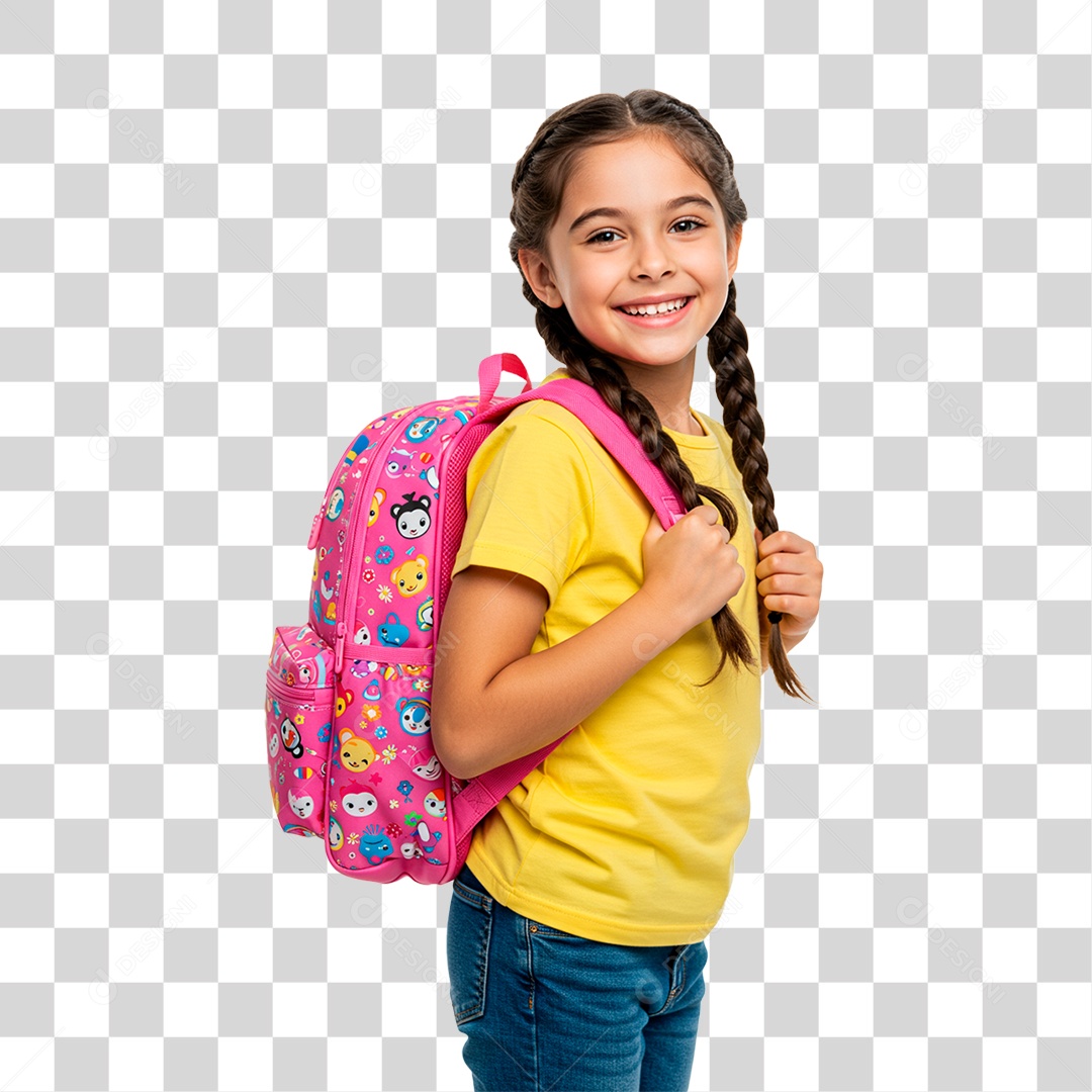 Menina com Mochila PNG Transparente