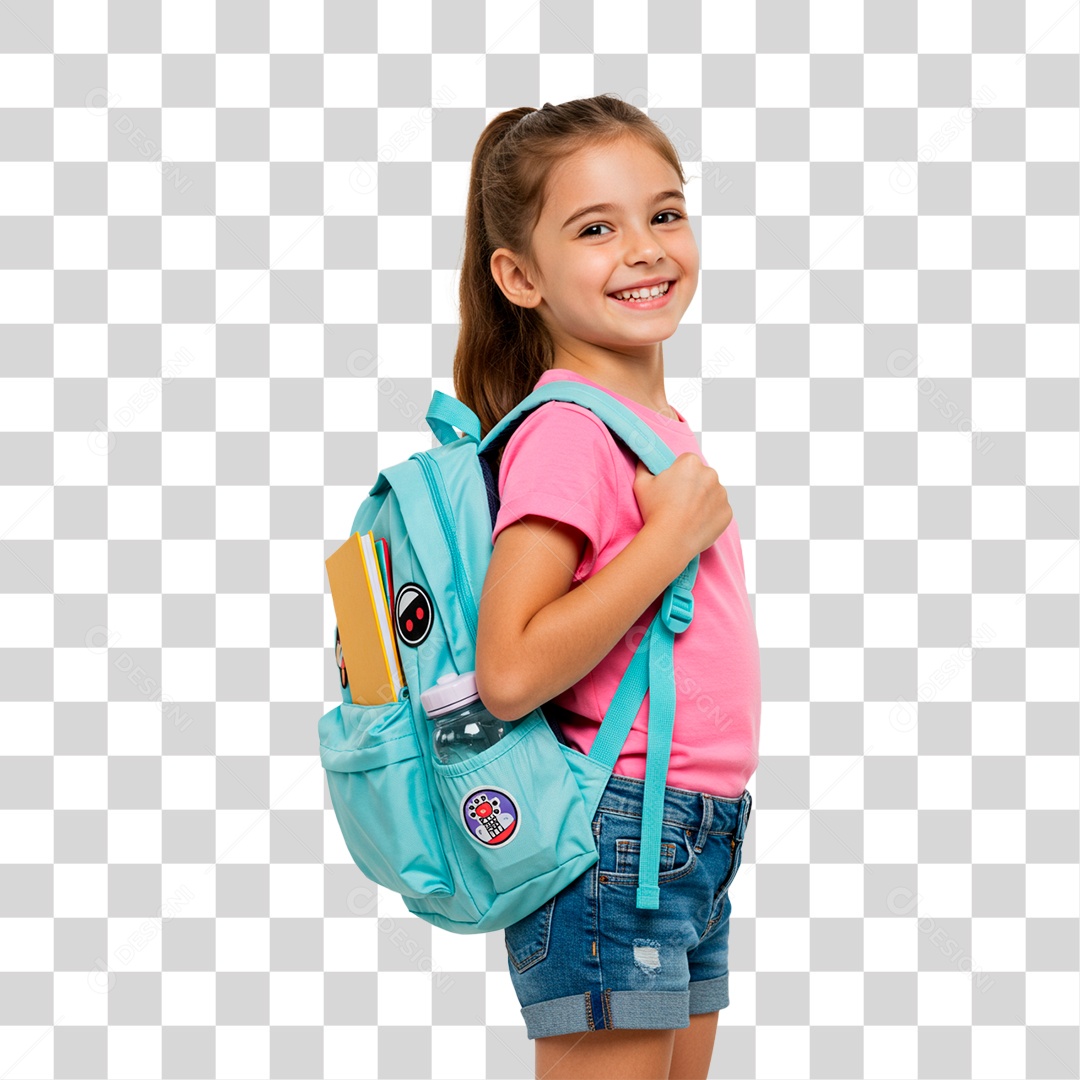 Menina com Mochila PNG Transparente