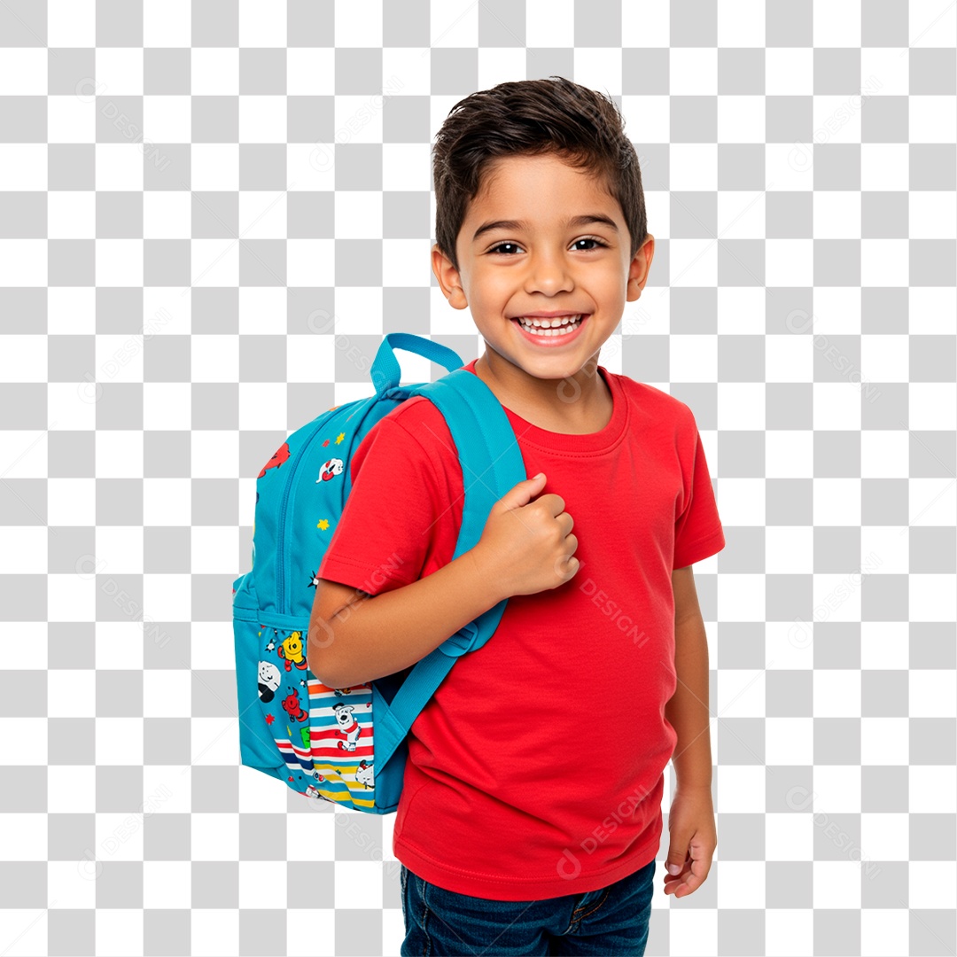Menino com Mochila PNG Transparente