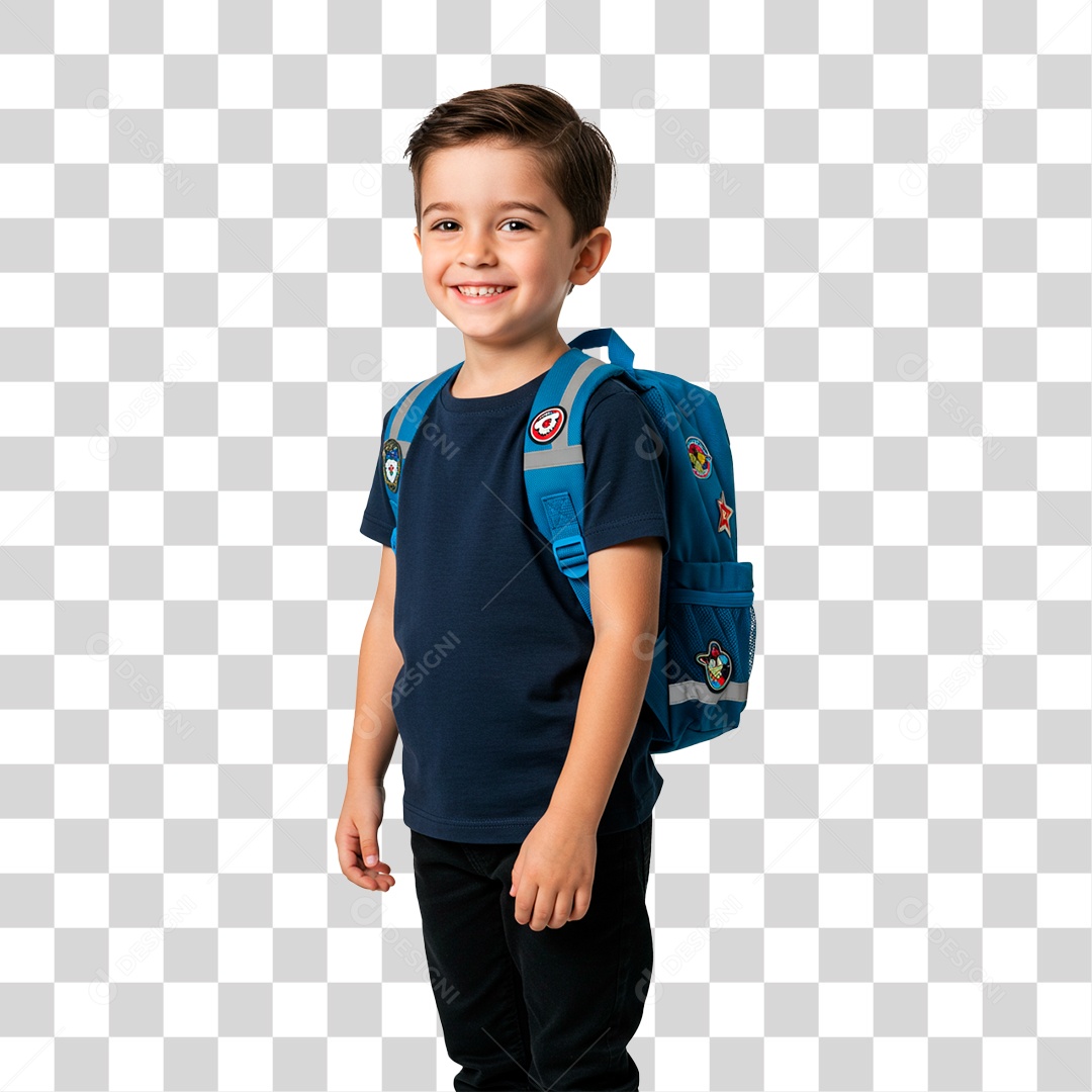 Menino com Mochila PNG Transparente