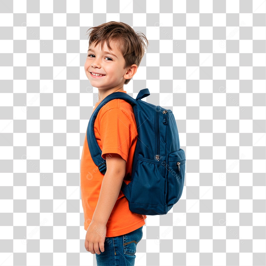 Menino com Mochila PNG Transparente