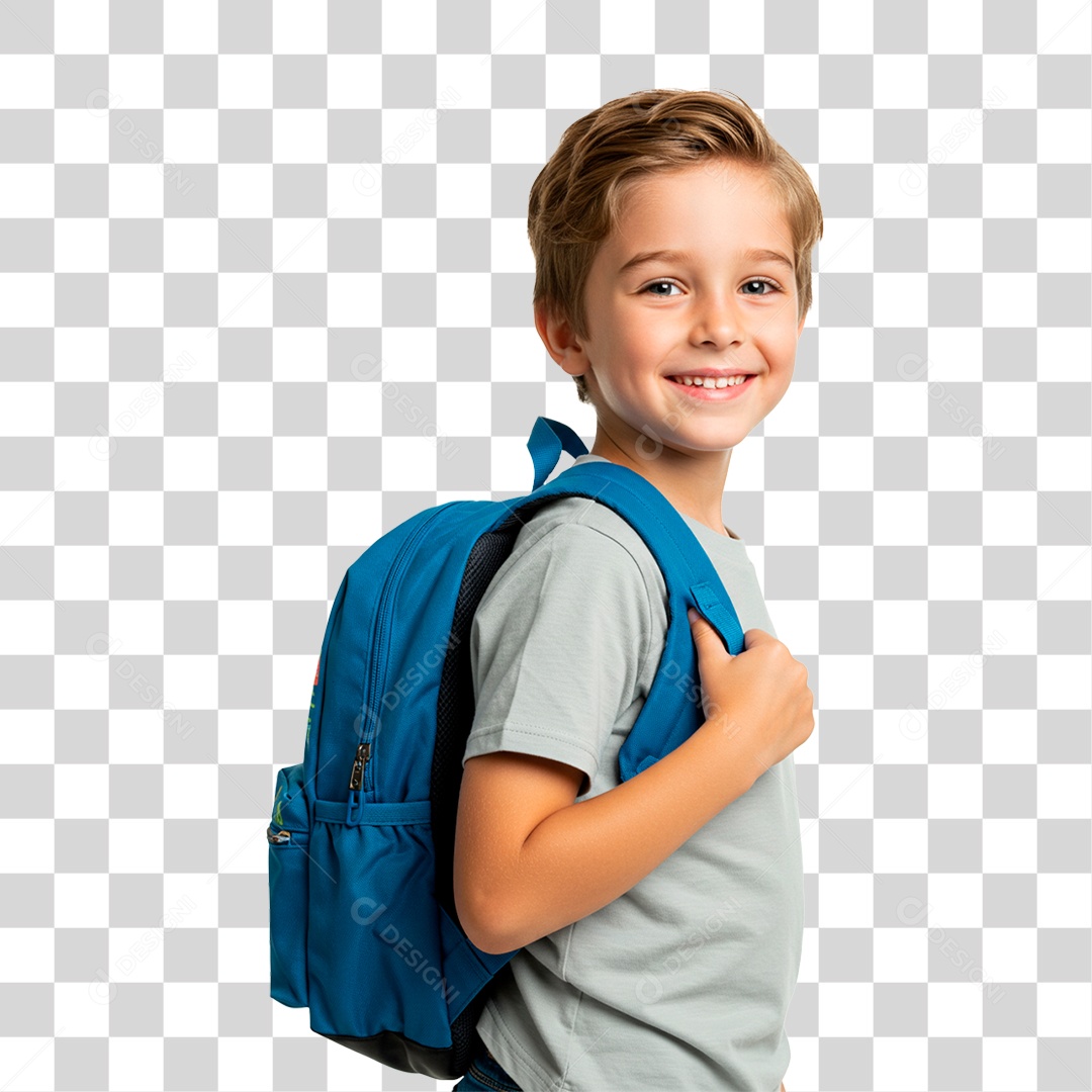 Menino com Mochila PNG Transparente