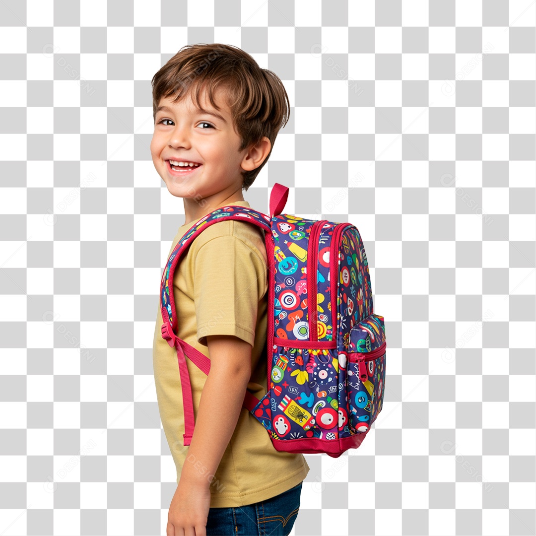 Menino com Mochila PNG Transparente
