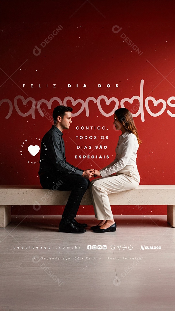 Story Feliz Dia Dos Namorados 12 de Junho Social Media PSD Editável