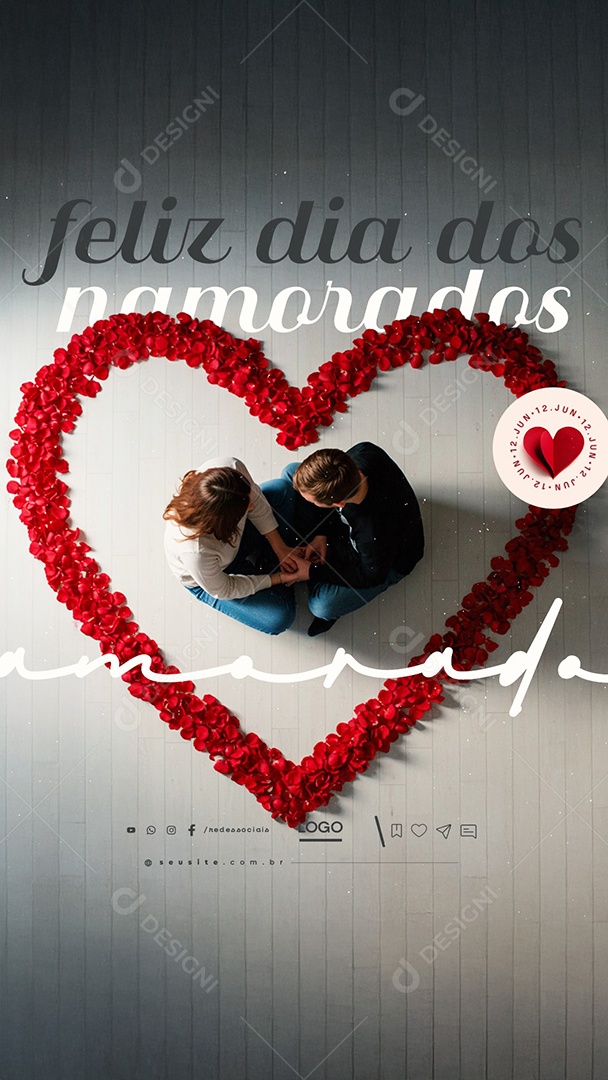 Story Feliz Dia Dos Namorados 12 de Junho Social Media PSD Editável