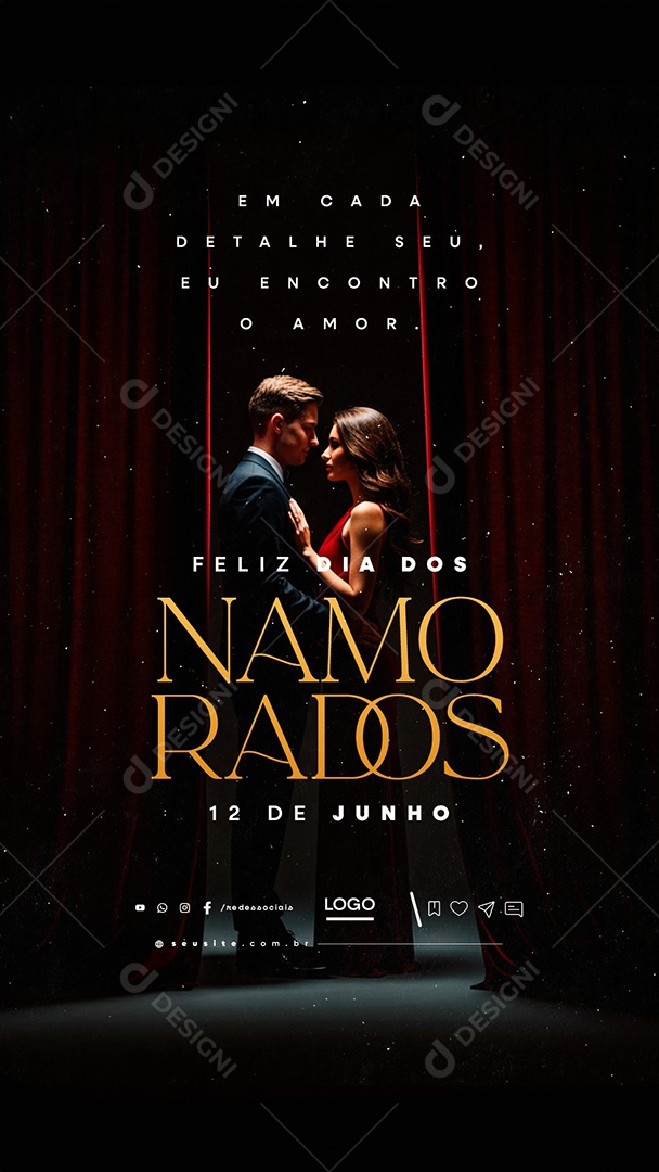 Story Feliz Dia Dos Namorados 12 de Junho Social Media PSD Editável