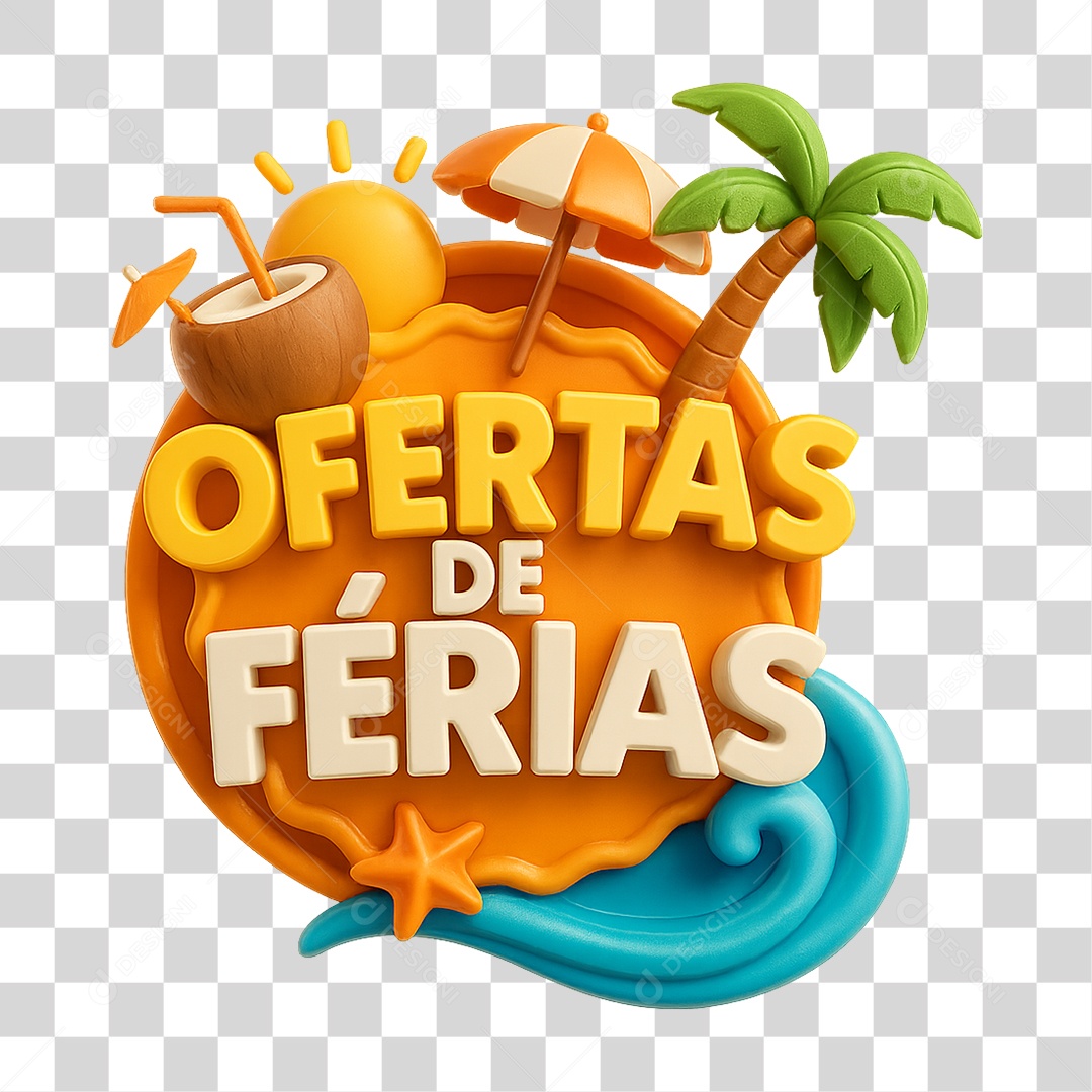 Selo 3D Ofertas de Verão PNG Transparente