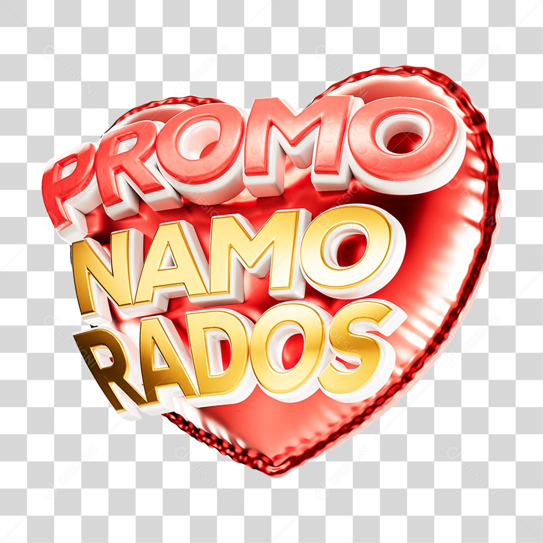 Selo 3D Promo Namorados PNG Transparente