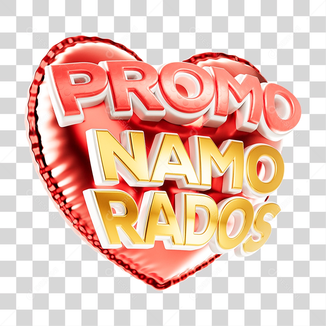 Selo 3D Promo Namorados PNG Transparente