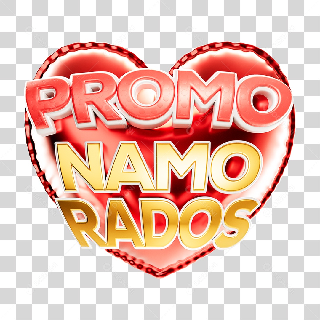 Selo 3D Promo Namorados PNG Transparente
