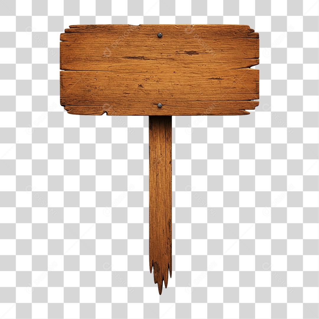 Elemento 3D Placa de Madeira PNG Transparente