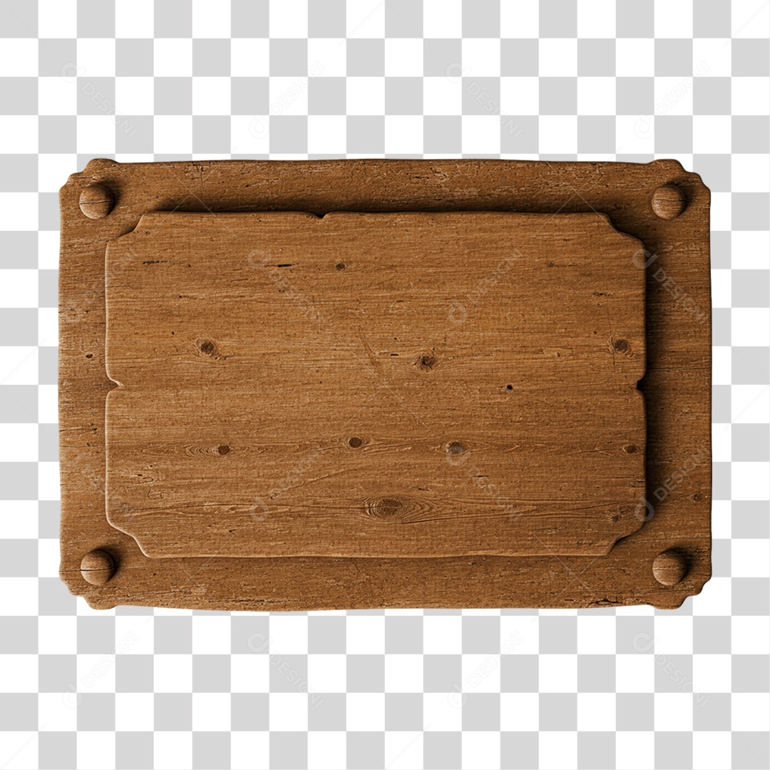 Elemento 3D Placa de Madeira PNG Transparente