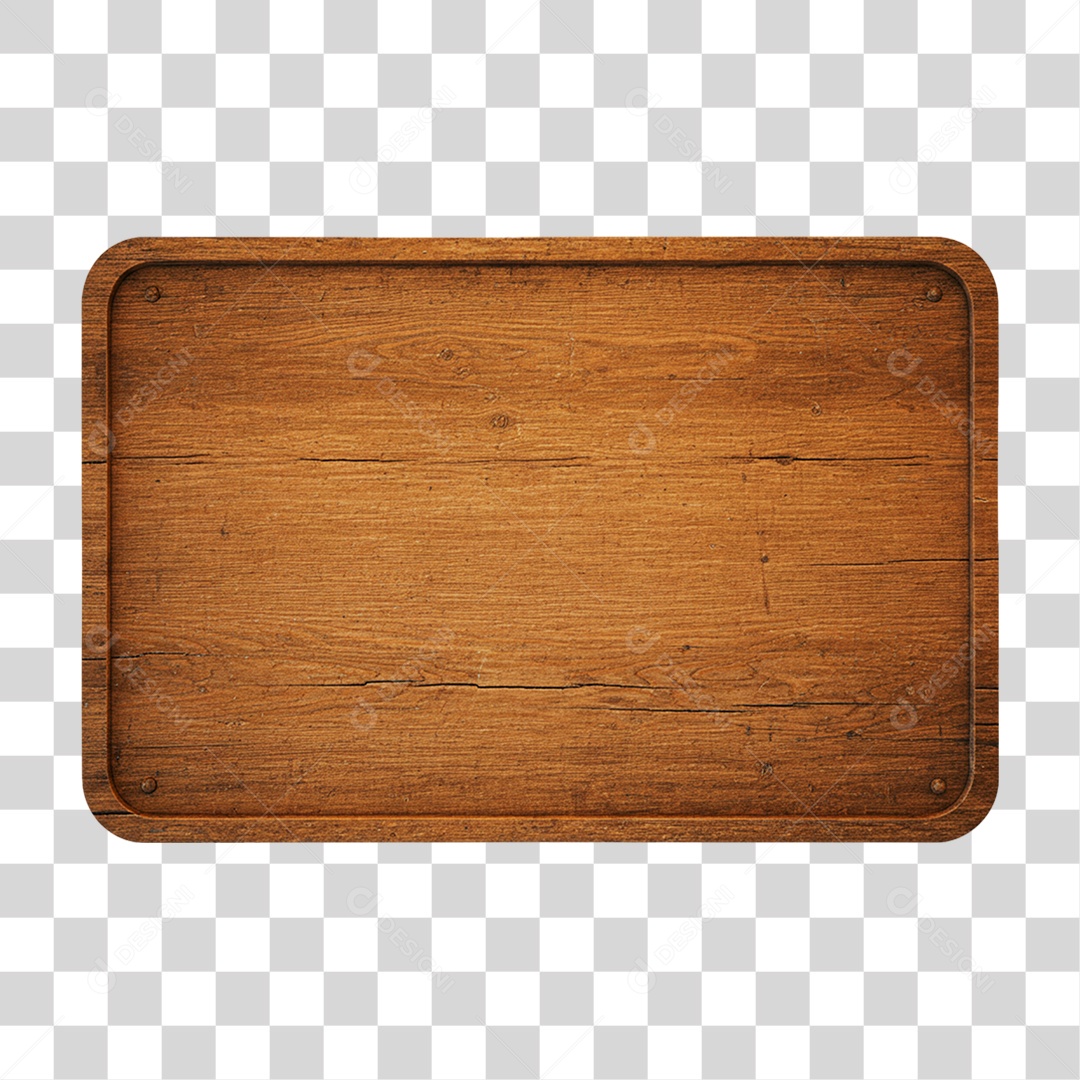 Elemento 3D Placa de Madeira PNG Transparente