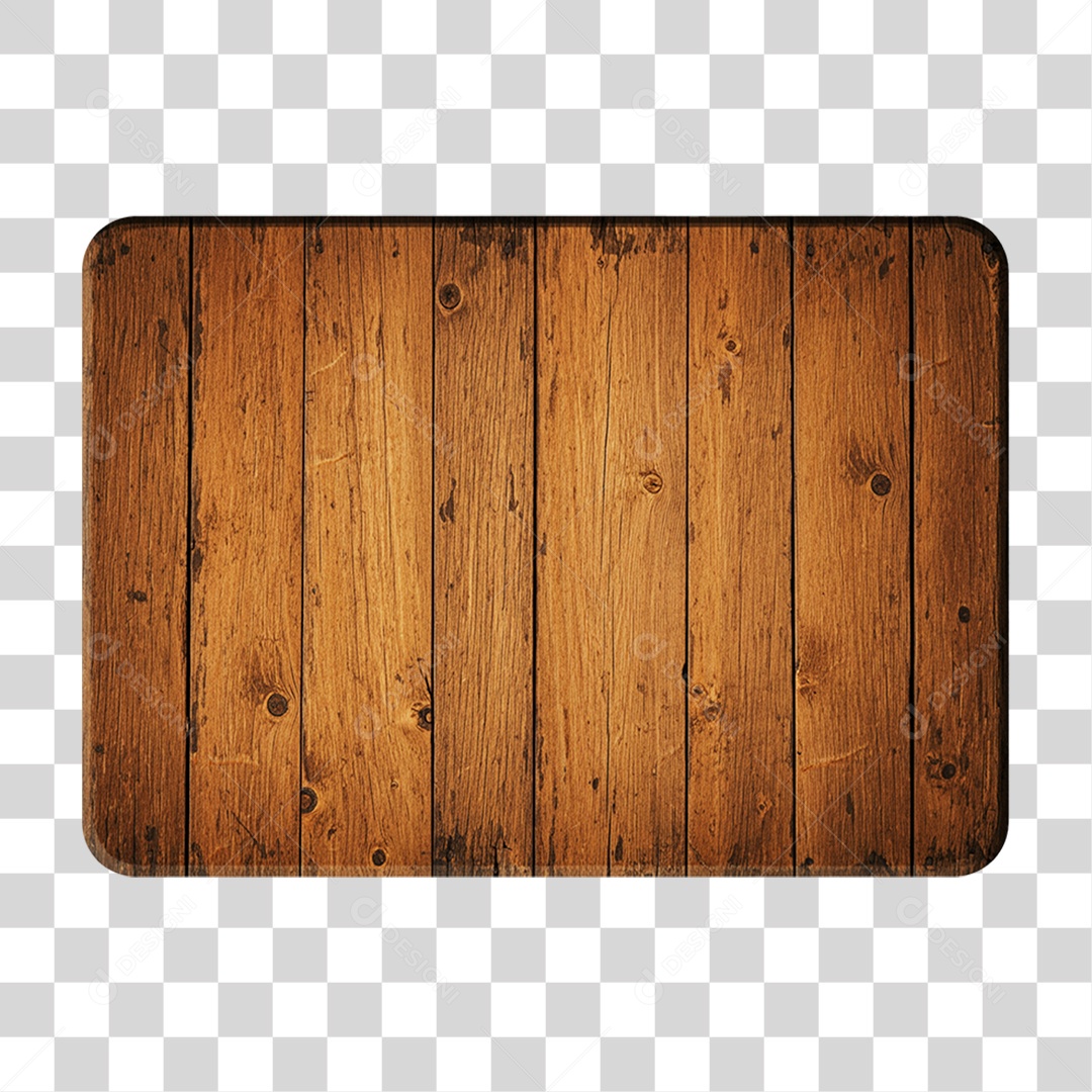Elemento 3D Placa de Madeira PNG Transparente