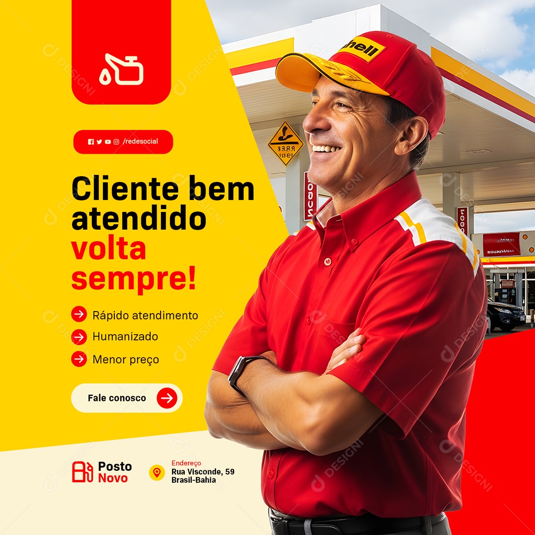Posto De Gasolina Cliente Bem Atendido Social Media PSD Editável