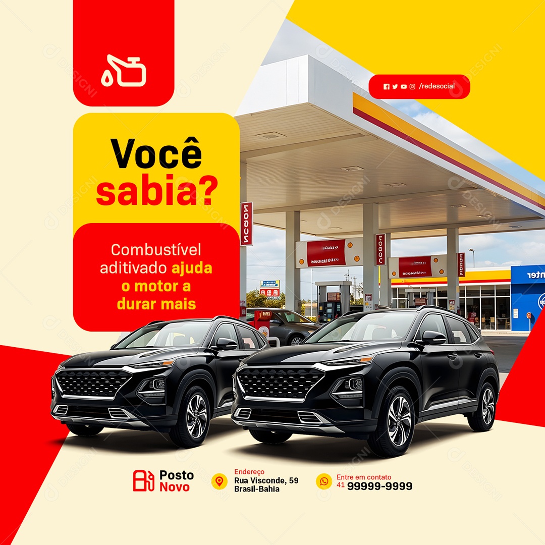 Posto De Gasolina Você Sabia Social Media PSD Editável