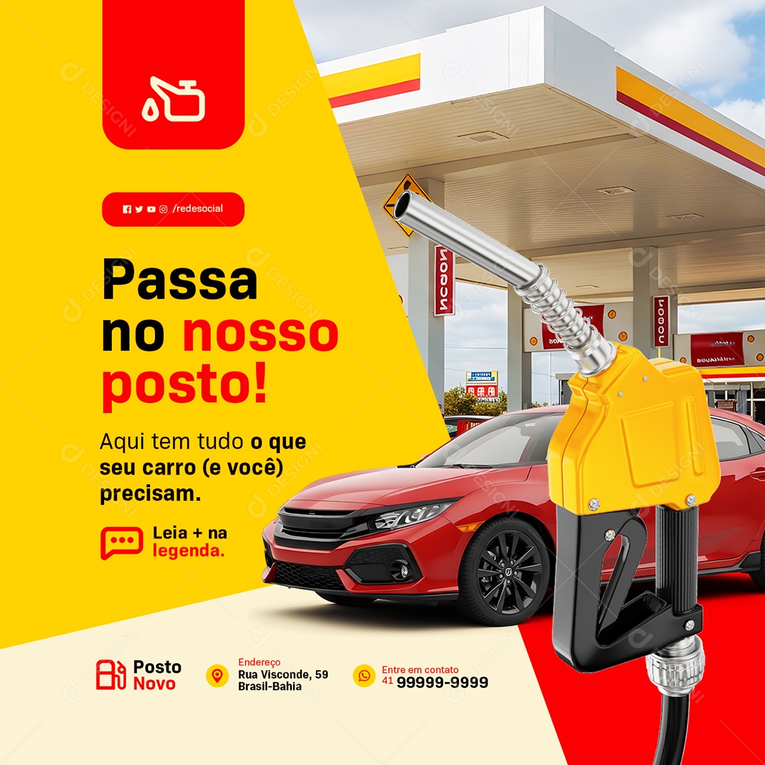 Posto De Gasolina Passa no Nosso Posto Social Media PSD Editável