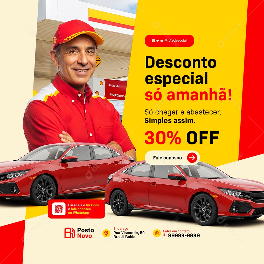 Posto De Gasolina Desconto Especial Social Media PSD Editável