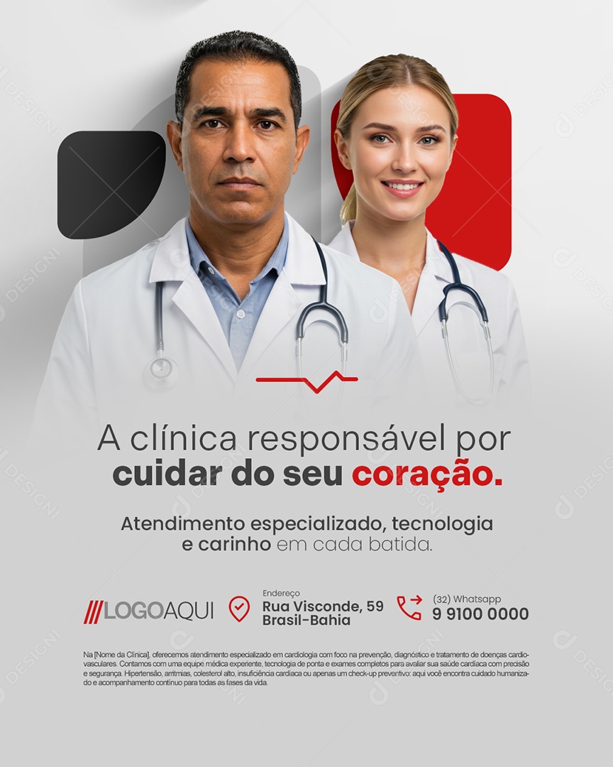 Cardiologia A Clínica Responsável Por Cuidar do Seu Coração Social Media PSD Editável