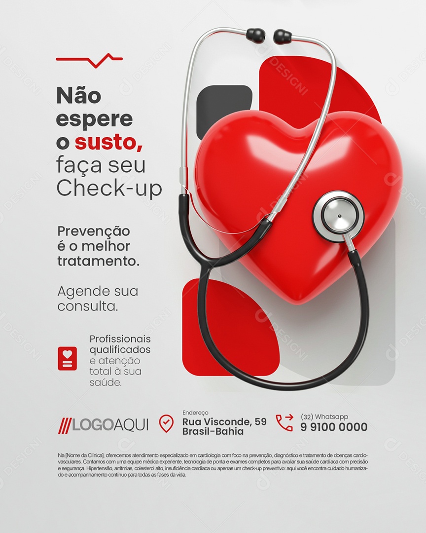 Cardiologia Não Espere o Susto Social Media PSD Editável