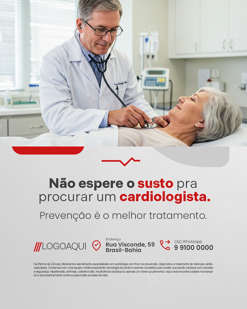 Cardiologia Não Espere o Susto Pra Procurar Um Cardiologista Social Media PSD Editável