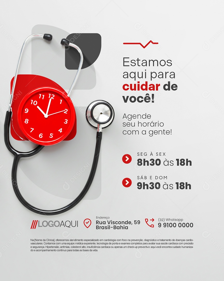 Cardiologia Estamos Aqui Para Cuidar de Você Social Media PSD Editável