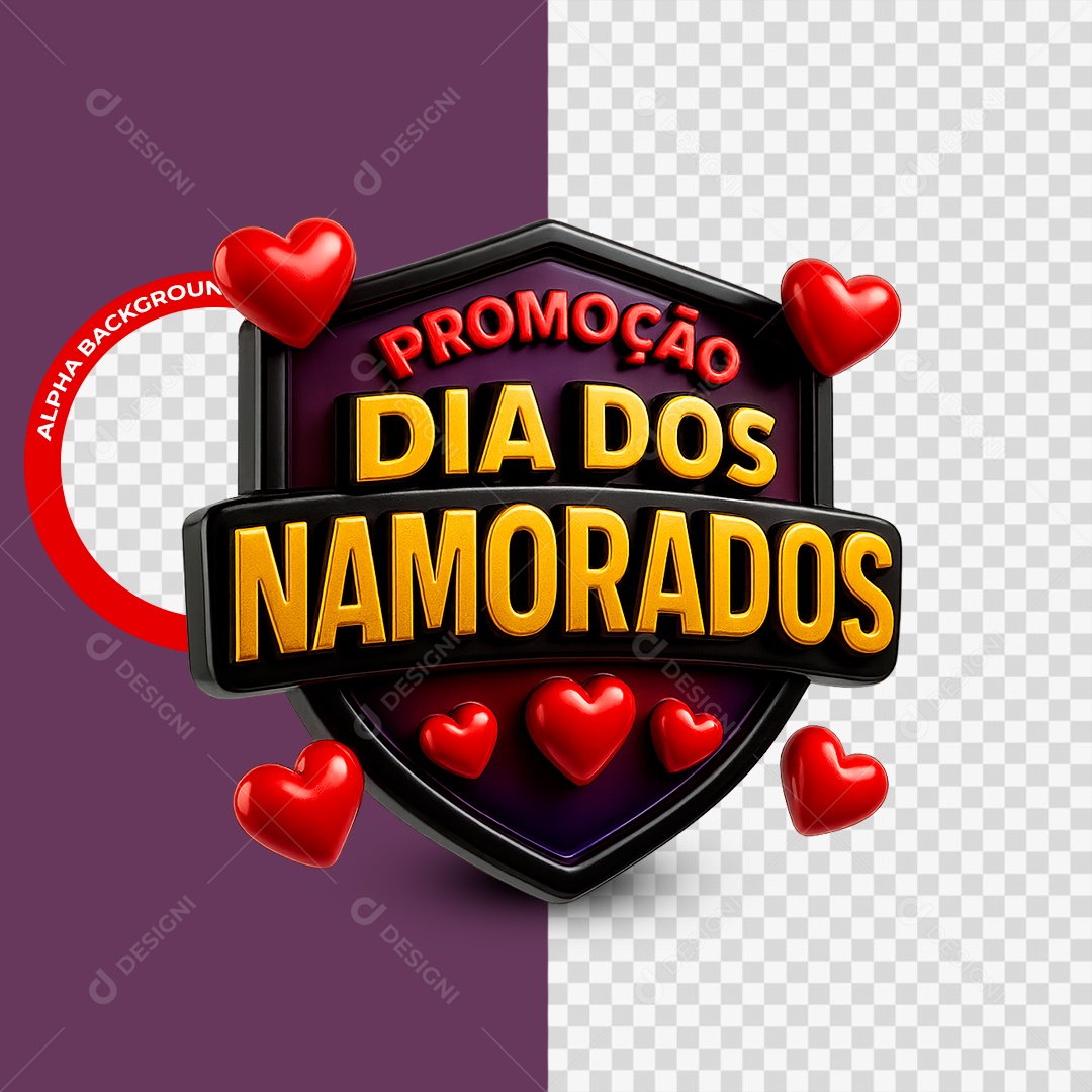 Promoção Dia Dos Namorados Selo 3D para Composição PSD
