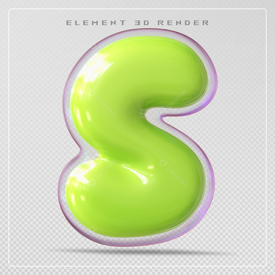 Elemento 3D Letra S Verde Para Composição PSD