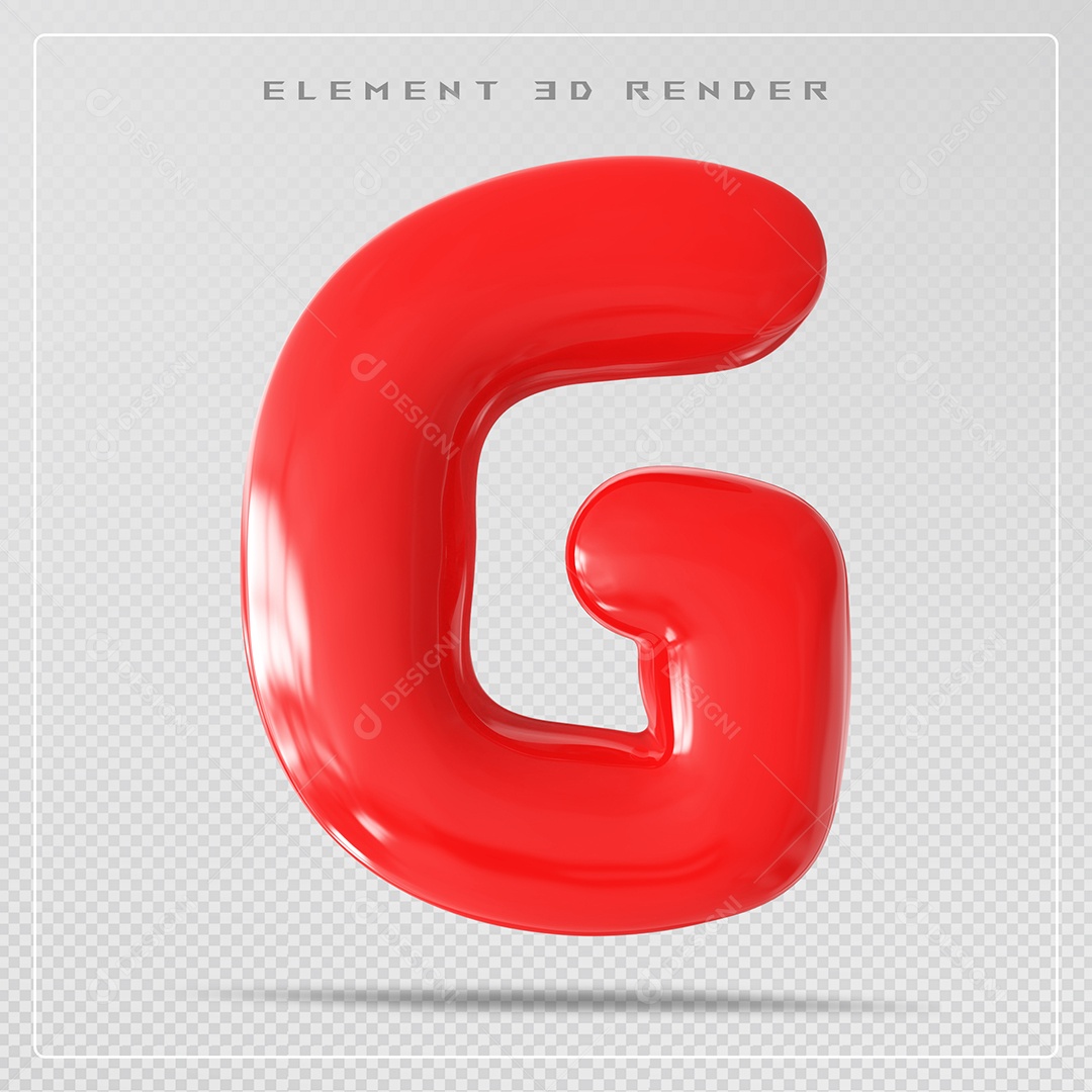 Elemento 3D Letra G Vermelho Para Composição PSD