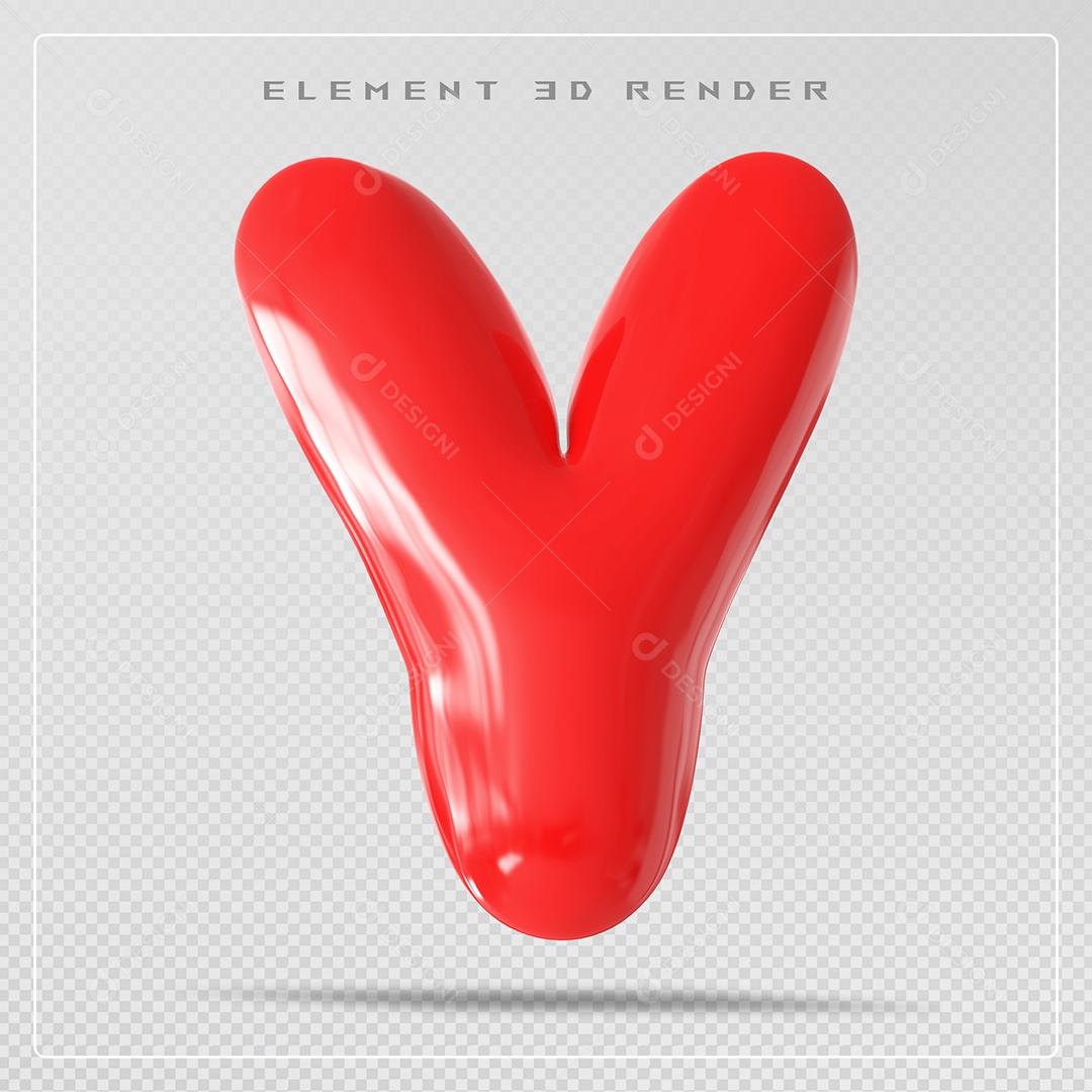 Elemento 3D Letra Y Vermelho Para Composição PSD