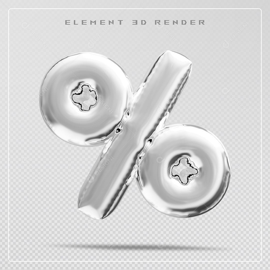 Símbolo De Porcentagem Elemento 3D Cinza para Composição PSD