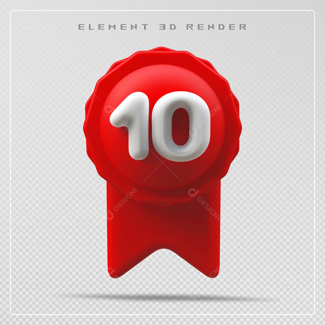 Medalha De décimo Lugar Elemento 3D para Composição PSD