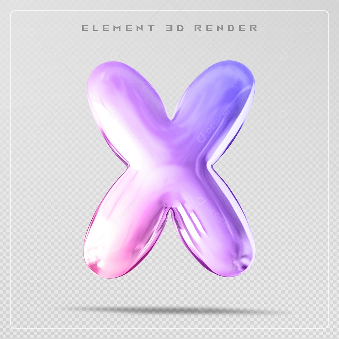 Elemento 3D Letra X Colorida Para Composição PSD