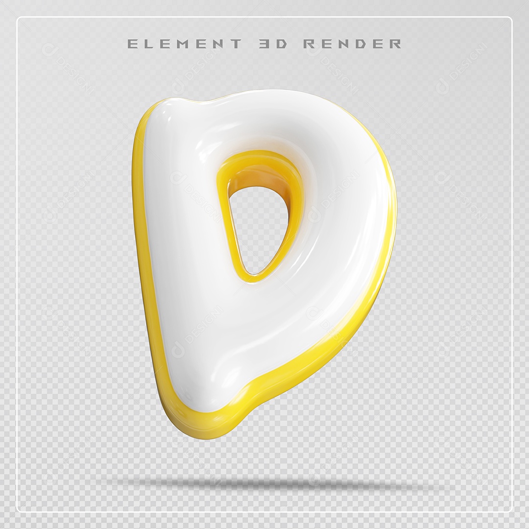 Elemento 3D Letra D Branco Para Composição PSD