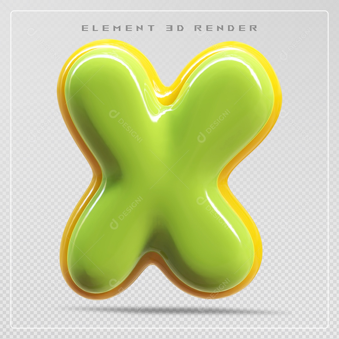 Elemento 3D Letra X Verde Para Composição PSD