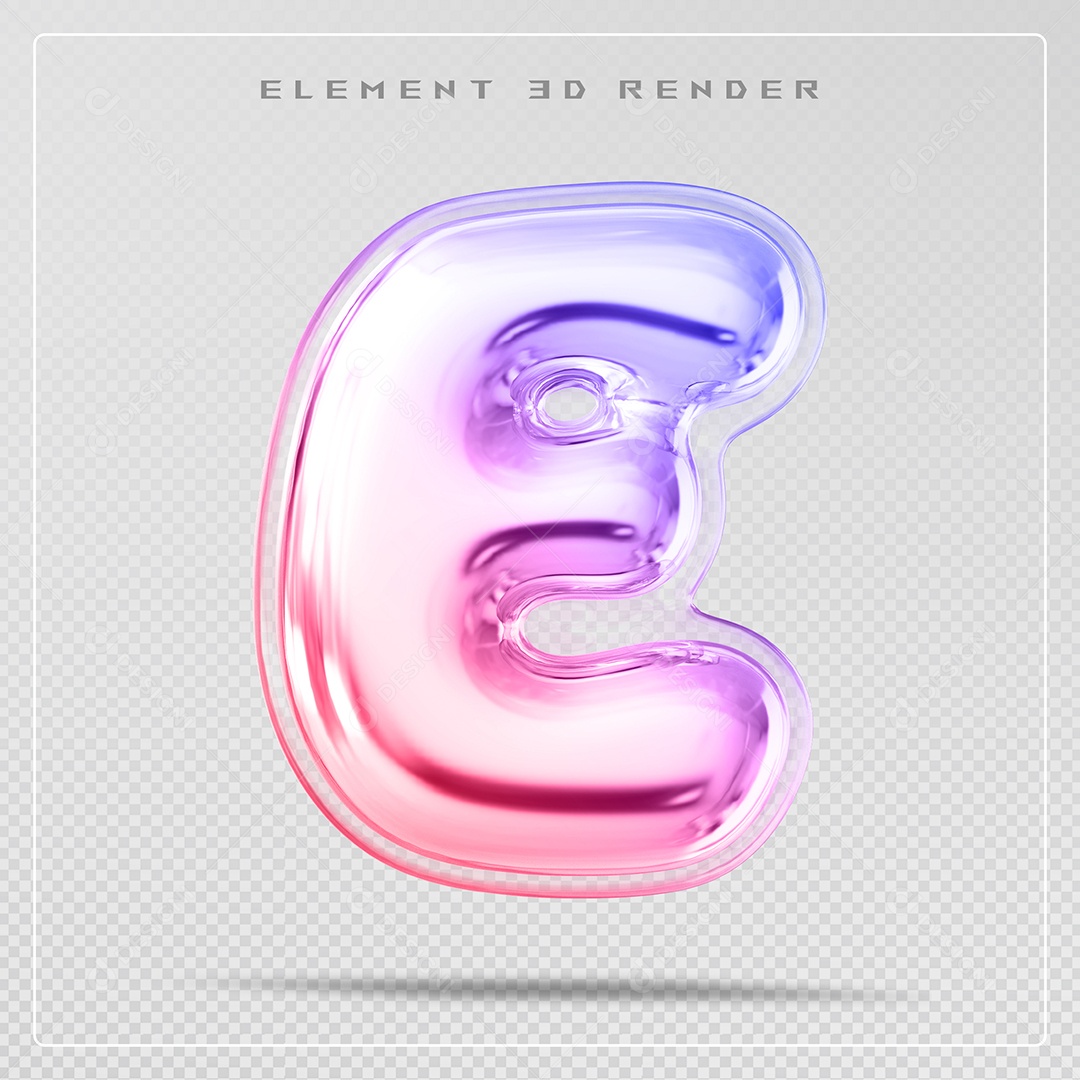 Elemento 3D Letra E Colorida Para Composição PSD
