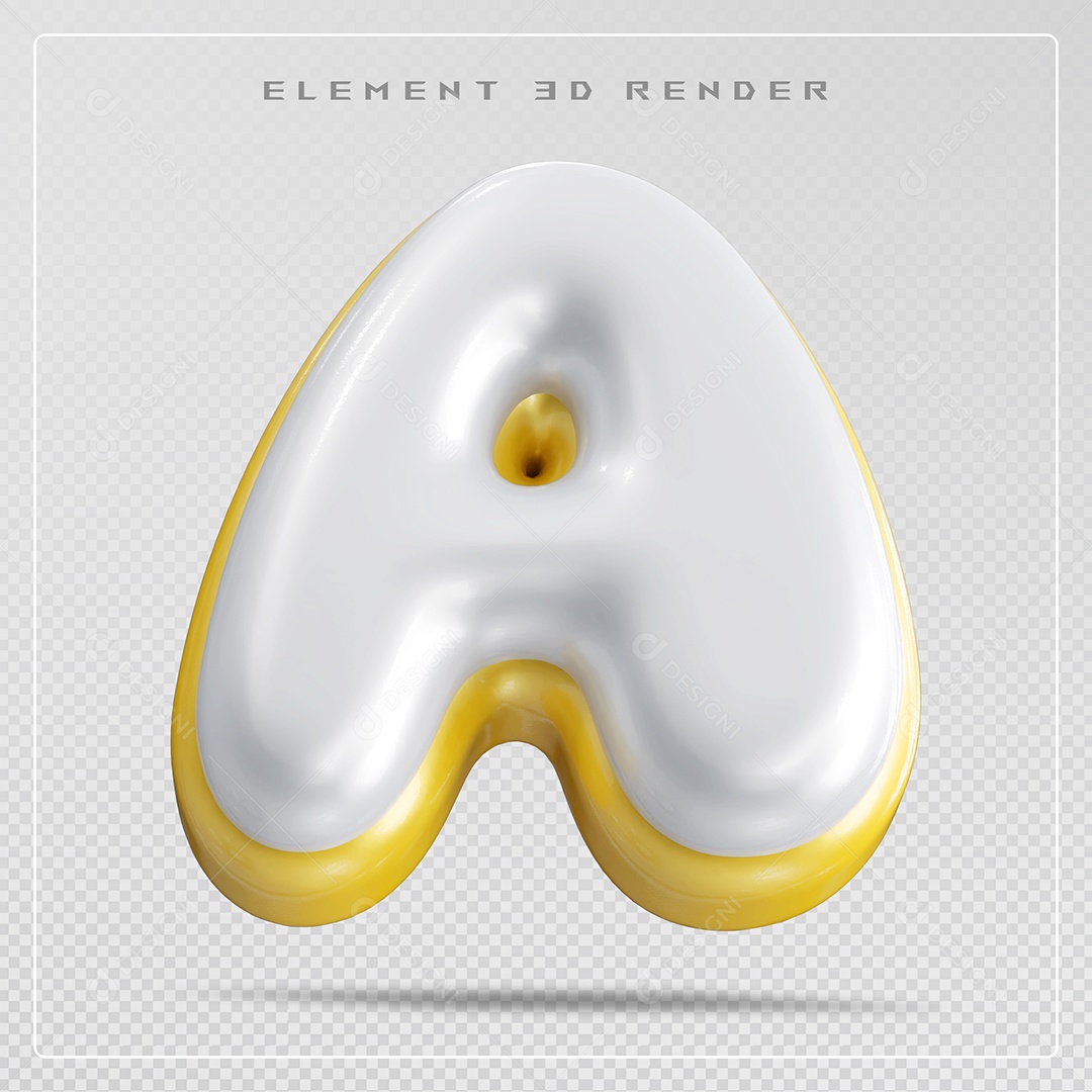 Elemento 3D Letra A Branco Para Composição PSD