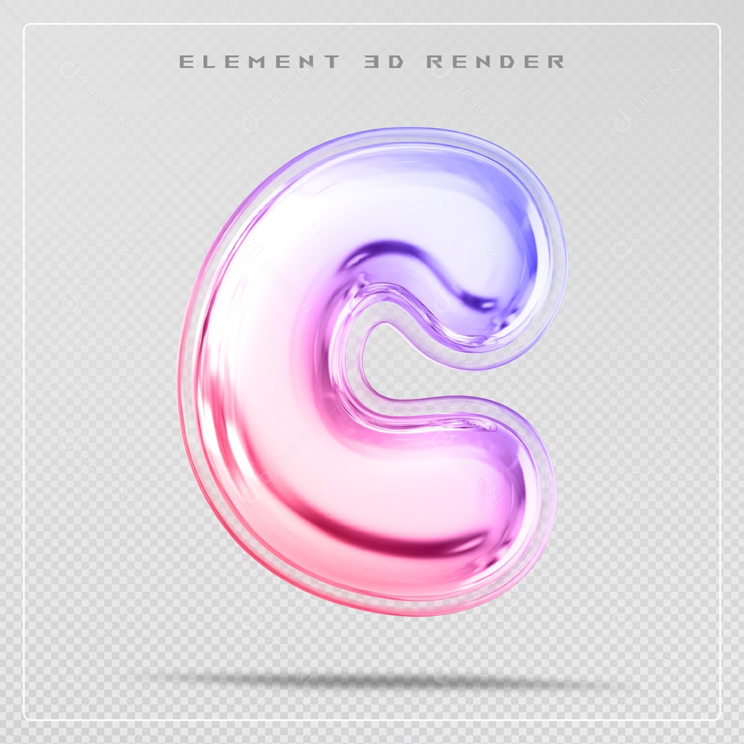 Elemento 3D Letra C Colorida Para Composição PSD
