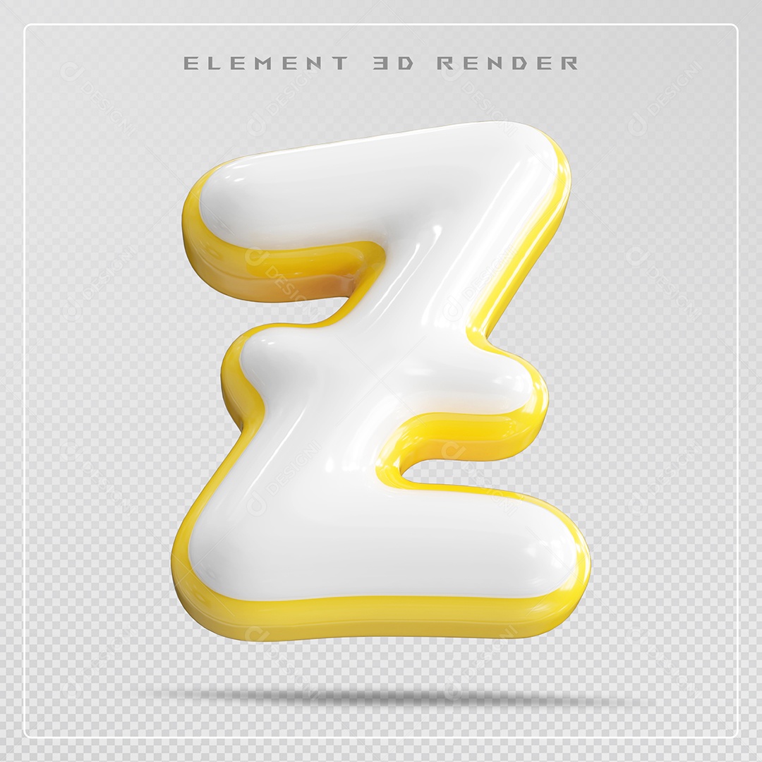 Elemento 3D Letra Z Branca Para Composição PSD