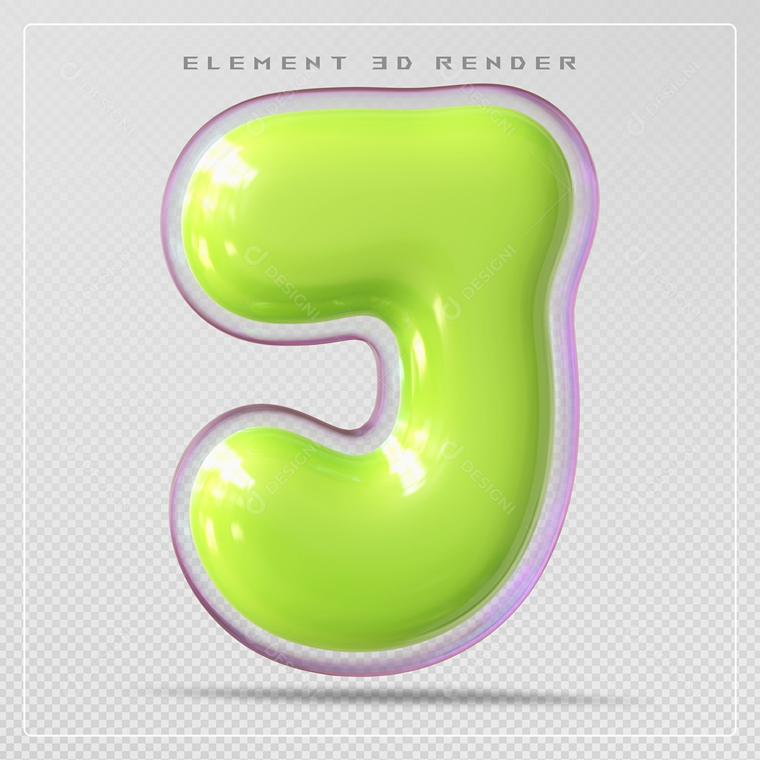 Elemento 3D Letra J Verde Para Composição PSD