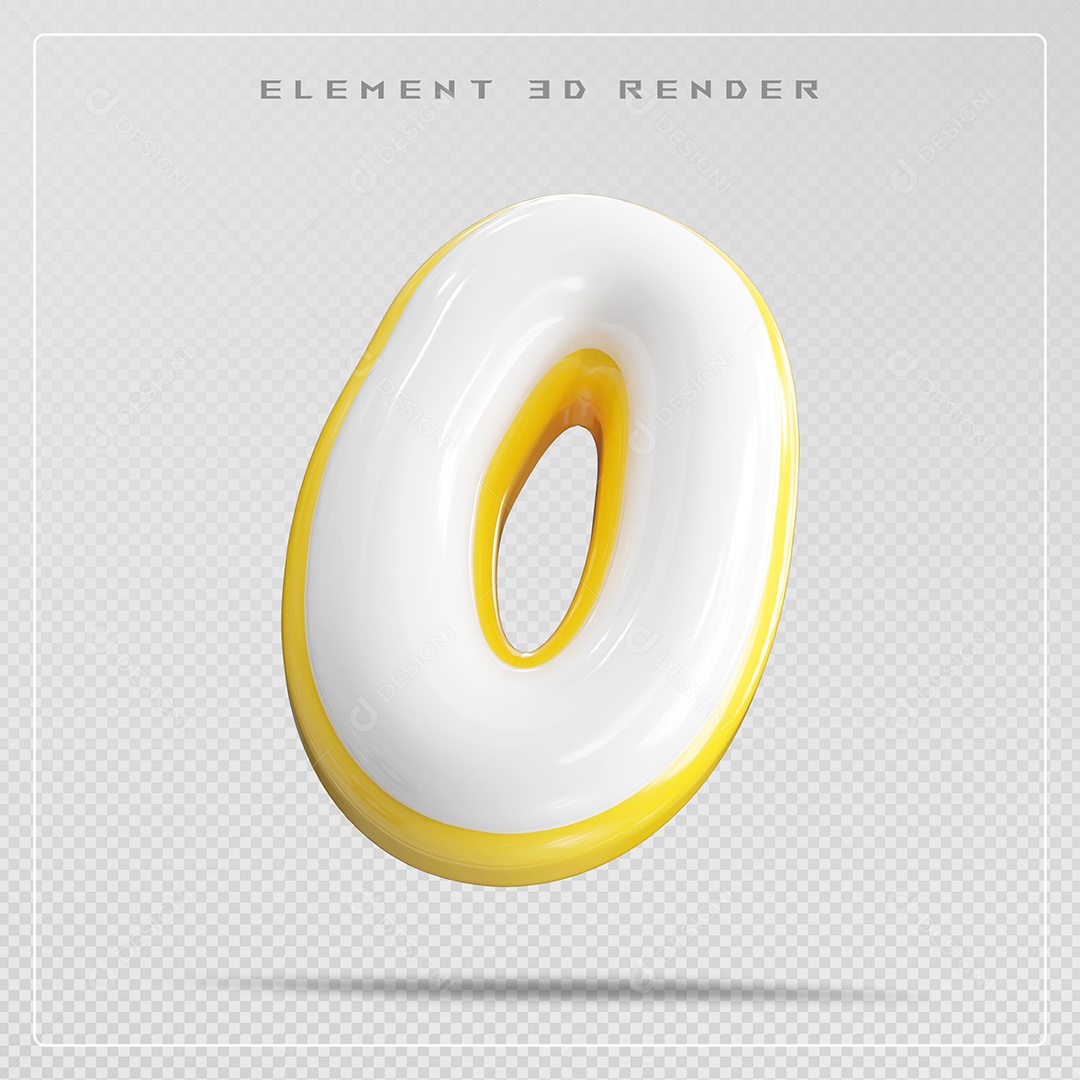 Elemento 3D Letra O Branco Para Composição PSD
