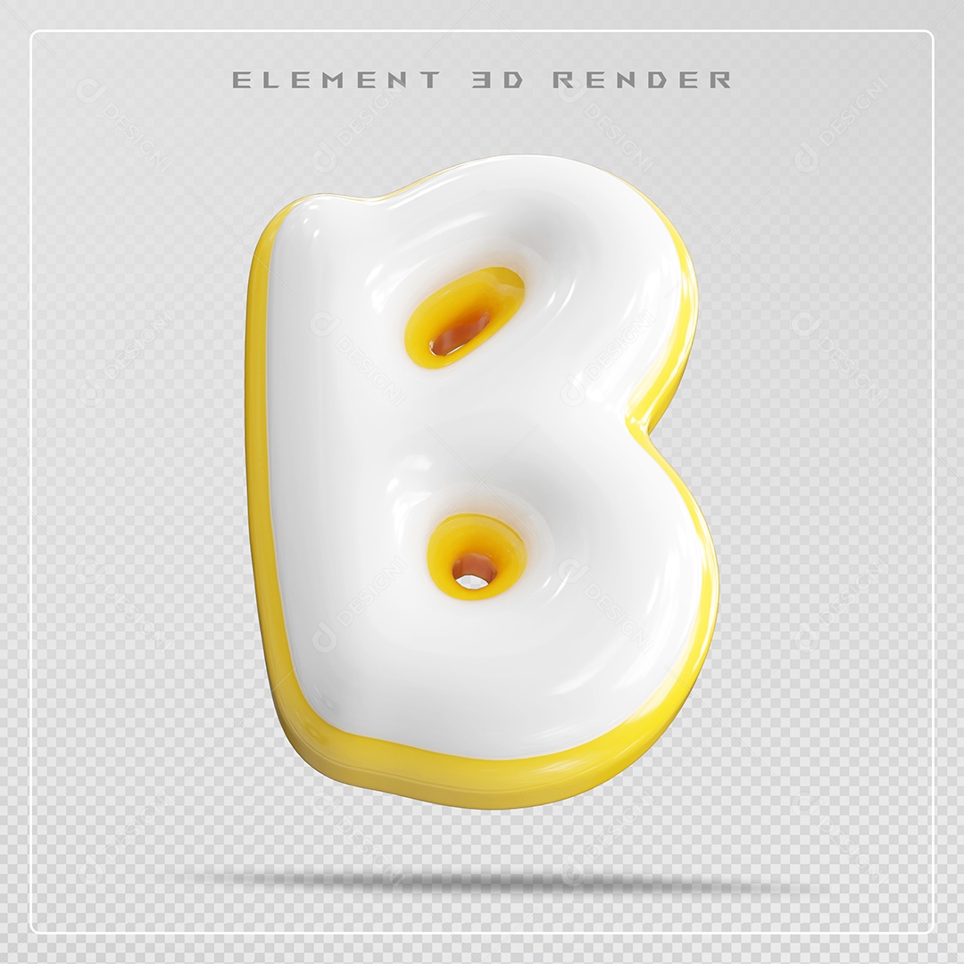 Elemento 3D Letra B Branco Para Composição PSD